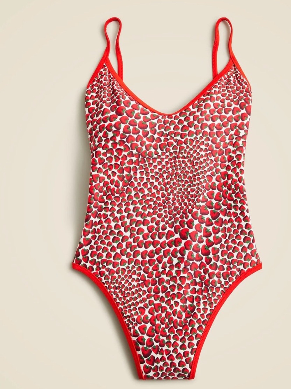 J. Crew 90’s one piece swimsuit in reversible print strawberry / stripe